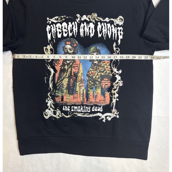 Cheech And Chong The Smoking Dead Crewneck Graphic Print All Black Mens Large - Picture 4 of 7